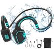 Bone Conduction Headphones Swimming Headphone - IP68 Waterproof Open Ear Headphones with MP3 Play 32G Memory Inductive Wireless Bluetooth Sports Headset for Running Swimming (Blue)