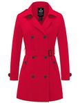 Wantdo Women's Double-Breasted Coat Windproof Outerwear Jacket Warm Trench Coat Lightweight Outdoor Jacket Red XL