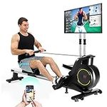 Roneyville RowActiv8 Smart Magnetic Rowing Machine Home Gym | Digital Fitness, LCD Console, Aluminum Rail, Rower with Integrated Kinomap Fitness App Live Video Streaming, Video Coaching & Training