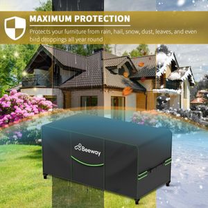 BEEWAY Waterproof Garden Furniture Cover – 420D Oxford, Air Vent, Windproof, 125x63x73cm