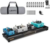 LEKATO Pedal Board with Built-in Power Supply, 48.5 x 13 x 4.5 cm Compact Effects Pedal Board with Bag, Aluminium Alloy Pedal Board Set with Pedal Cables, Velcro