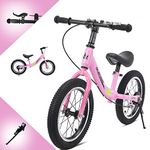 14/16 inch Balance Bike for 3 4 5 6 7 and 8 Years Old Boys Girls,No pedal Training Bicycle with Brake and Kickstand,Adjustable Seat Height,Air Tires,Outdoor for Outdoor Sports