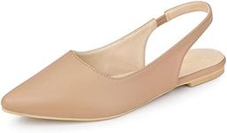 Allegra K Women's Pointed Toe Pumps Slingback Flat Pumps, Nude, 7.5 US