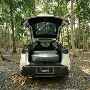 Tesla Model Y/Juniper Auto-Level TPU Backseat Mattress - 7.5’’ Thick Solid Foam Full Size Bed, Built-in Pump & Wedge Design Levels 12° Slope to True Flat for Roadtrip, Camping, Job Shifts, Nap