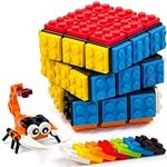 TOYAMBA Brick Cube with Building Blocks, Mini Toy Included, Compatible with Lego Cube, Inspired by Rubix Cube for Kids - Educational Toy (Black)