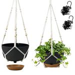 Koalaime Hanging Planter Self Watering 10 Inch, 2 Pack Indoor Outdoor Hanging Baskets, Hanging Flower Pots with Drainage Hole & 2 Kinds of Plant Hangers for Garden Home Decor(Grey)…