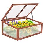 Giantex Garden Portable Wooden Green House Cold Frame Raised Plants Bed Protection (39.3"X24.8"X15.1")