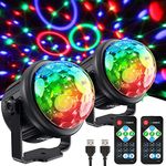 Disco Lights, 7 Colour Lighting Sound Activated Party Lights, 360°Rotation Disco Ball Lights with Remote Control, USB Powered Strobe DJ Lights for Kids, Party, Christmas Light, Home Disco, Club, Gift