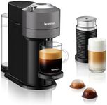 Nespresso Vertuo Next Coffee Machine by De'Longhi with Aeroccino Milk Frother, Over 30 Varieties of Pods, 6 Coffee Cup Sizes, Latte, Cappuccino, Starter Capsule Set Included, EN120.GYAE, Grey