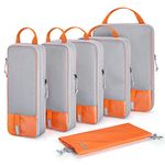 Compression Packing Cubes for Suitcases, BAGSMART 6 Set Travel Organizer Cubes Expandable Luggage Suitcase Organizer Bags Set, Lightweight Packing Organizers for Women/Men, Sunset Orange, 6 PCS