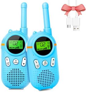 Rechargeable Walkie Talkies for Kids - 48 Hours Working Time 3 Miles Range 22 Channels 2 Way Radio for 3-12 Boy Girls Indoor Outdoor Adventures Camping Hiking (Blue)