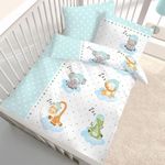 ZOOTIERE Baby Bed Linen · Children's Bed Linen ☆ Sleeping Zoo Stars Animals · Stars – Pillowcase 40 x 60 cm + Duvet Cover 100 x 135 cm Zip