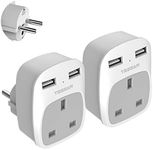 UK to European Travel Adapter 2 Pac