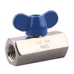 DERNORD Mini Ball Valve - Stainless Steel Ball Valve 1/4 Inch NPT Thread (1/4" Female&Female)