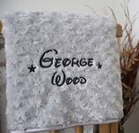 Personalised Baby Blanket Luxury Grey Rosebud Font Name Print