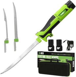12V Cordless Electric Fillet Knife, 8" Flexible & 10" Rigid Blades for fish