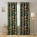 Cloth Fusion Printed Blackout Curtains 7 Feet Long Set of 2 Room Darkening Door Curtain with Grommet (Green Dream)