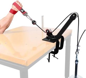 WRIST FIGHT Arm Wrestling Pulley System – Table Mounted Strength Trainer with Arm Wrestling Strap Weight Loading Pin Heavy-Duty Clamps 1.5m Adjustable Cable for Arm and Wrist Workouts