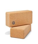 Manduka Cork Lean Yoga Block – Resilient Sustainable Material, Portable, Comfortable, Easy to Grip Fitness, Yoga Exercise & Pilates | 3" x 4" x 8.5" (Pack of 2)