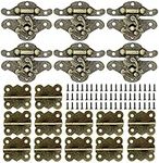 6Set Retro Design Jewelry Box Hinges and Antique Hasp Latch Decorative Cabinet Drawer Wooden Box Latch Buckle Vintage Bronze Engraved Mini Hinge Hardware Fittings with Screws Kit (Butterfly Hinge)