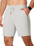 JMIERR Mens Gym Shorts Cotton 7" Running Workout Shorts Zipper Pocket Summer Sweat Athletic Shorts, 3XL, Grey