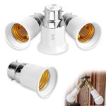 GLUN® LED Bulb Holder Converter, Pack of 4 (B22 Pin to E27 Ring) Holder Converter Base, Light Bulb Socket, For Office, Basement, Pantry Room, & Home Use