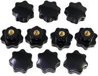 OCR 10Pcs M6 7 Star Knob Knurled Thread Clamping Knob, Star Shape Hand Knobs Black Plastic Screw-On Clamping Star Knob Handle