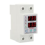 AC230V 63A Voltage Current Protector Over/Under Voltage Protection Device Double LED Display Single Phase Low Voltage Protection DIN Rail Installation