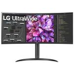 LG UltraWide PC Monitor Curved 34WQ75C, 34 Inch, 21:9 QHD 1440p, IPS Display, sRGB 99% (Typ.), HDR 10, Eye-care features, USB Type-C, RJ45 LAN, HDMI, DisplayPort, 7W Stereo Speakers, Ergonomic Design