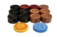 Professional Carrom Board Game International Wooden 8mm Coins, Set of 24 Coins with Striker Included