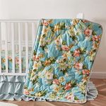 Brandream Blossom Floral Nursery Baby Girls Crib Bedding Set 6 Piece - 800TC Soft Egyptian Cotton with Sateen