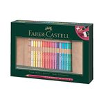 Faber-Castell 110030 Polychromos Coloured Pencils Set of 30 with Leather Pencil Roll and Accessories Waterproof Shatterproof for Professionals and Hobby Artists