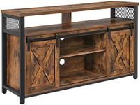 VASAGLE TV Stand, TV Cabinet with Sliding Barn Doors for TVs up to 60 Inches, Media Centre and Console with Adjustable Shelves, Industrial, Rustic Brown and Black LTV46BX