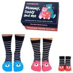 Cucamelon Family Matching Socks Set: Cozy Trio for Parents (UK 6-11, UK 4-8) and Baby (Newborn) in Colourful Gift Box (UK, Alpha, One Size, Regular, Regular, Bear Family)