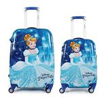 HUMTY DUMTY Disney Cinderella Blue Polycarbonate Kids Hard Luggage Trolley Bag | Travel Bag | Set of 2 (18"&22")