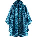 Anyoo Waterproof Rain Poncho Lightweight Reusable Hiking Hooded Coat Jacket for Outdoor Activities(Blue Flower) One Size