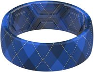 ThunderFit Silicone Wedding Rings for Men, Breathable Printed Design Rubber Engagement Bands 8mm Wide 2mm Thick (Argyle Pattern 1 - Size 10-10.5 (20.20mm))