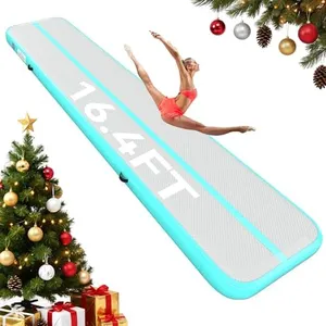 YITAHOME Air Gymnastics Mat 16ft Tumble Track Mat 4 Inches Thick Inflatable Tumbling Mat with Electric Pump & Carry Bag for Home Use/Tumble/Gym/Training/Cheerleading/Park/Water