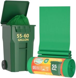 55-60 Gallon Compostable Trash Bags Liners, Heavy Duty Extra Thick 1.57 Mil, 208.2 Liter, 15 Bags, Lawn, Yard, and Restaurant Use, ASTM D6400, US BPI, OK Compost Home Certified