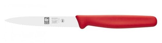 ICEL 4 Inch Paring Knife, Serrated Edge, High Carbon German Stainless Steel razor Sharp Blade, Red Handle