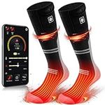 WASOTO Heated Socks for Men Women 2022 Upgraded Rechargeable Washable APP Remote Control 7.4V Battery Electric Heating Socks for Hunting Ice Fishing Camping Hiking Skiing Outdoor Work（Black,X-Large