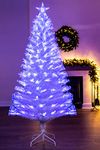 Christmas Tree World | 6ft Artificial White Blue Ripple Effect Fibre Optic Tree | Bushy and Luxury Quality PVC Tips | Easy to Assemble and Take Down | 80cm Diameter
