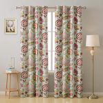 Cloth Fusion Printed Blackout Curtains 7 Feet Long Set of 2 Room Darkening Door Curtain with Grommet (Blue Garden)