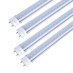 TRLIFE T8 LED Light Tubes 4FT, 28W 5000K Daylight White 4FT LED Light Bulbs, Dual Row LEDs Replacement LED Bulbs for 4 FT Fluorescent Fixture, Clear Cover, 3360Lm, Dual-end Powered(4 Pack)