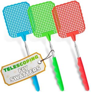 3 PCS Extendable Fly Swatter Plastic Fly Swatter Racket - Bug Swatter Metal Long Handle Fly Swatter Telescoping Fly Swatter - Heavy Duty Fly Swatter Mosquito Swatter Racket