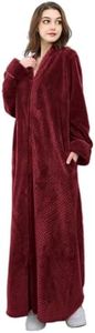 Artfasion Womens Fleece Robe Plush Long Zip Front Bathrobe with Pockets Warm Soft Zippered Bathrobes for Spa Female Friends Lover Home Leisure Holiday Gifts (Wine Red 4XL/5XL)