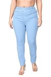 Danbro Slim Fit Regular Length high Waist Plus Size Stretchable Denim Jeggings for Women Light Blue