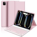 GOKOCO Keyboard Case for 2024 iPad Pro 11inch(M4),Tablet Cover with Colorful Magnetically Detachable Wireless Bluetooth Keyboard for iPad Pro11 5th Gen ONLY Give Full Protection with iPad-Pink