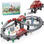 XIAPIA Electric Train Sets Railway Learning Educational Toys for Kids Boys Girls Age 3 4 5 Years Up, 128 Pcs Track Accessories Car Set Christmas Xmas New Year Gifts