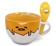 Silver Buffalo GUD20136B Sanrio Gudetama Close Up Boxed Ceramic Soup Mug w/Spoon, 24-Ounce, Yellow